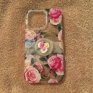 Pop socket floral case for iPhone 13 Pro Max. FLEXIBLE WITH PRICE!